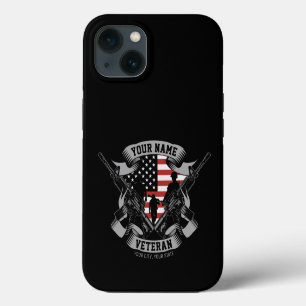 Etui iPhone 13 Drapeau USA de Vétéran Américain Personnalisé