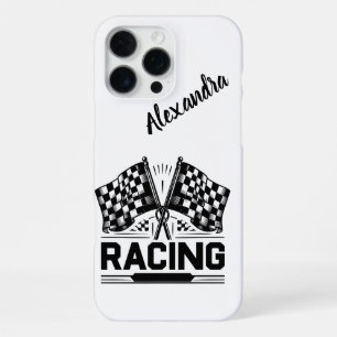 Coque iPhone 16 Pro Max Drapeaux de course ondent fièrement à l'arrivée