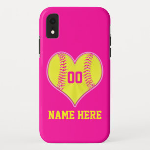 Coque iphone du base-ball personnalisé par coeur