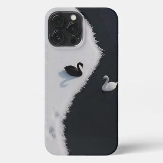 Etui iPhone 13 Pro Max Dualité de cygne : Elégance en contraste - coque i