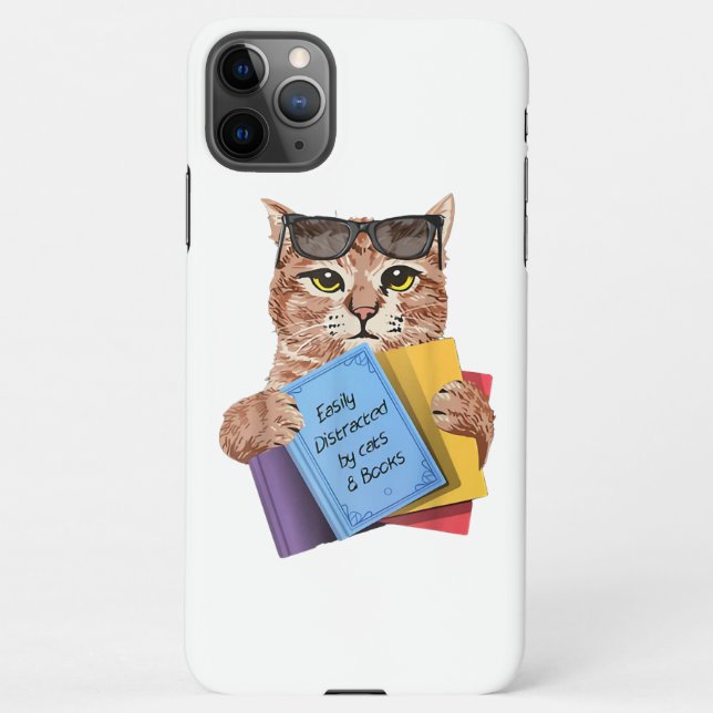 Coque iPhone Easily Distracted by Cats _ Books Cat Book Cute (Dos)