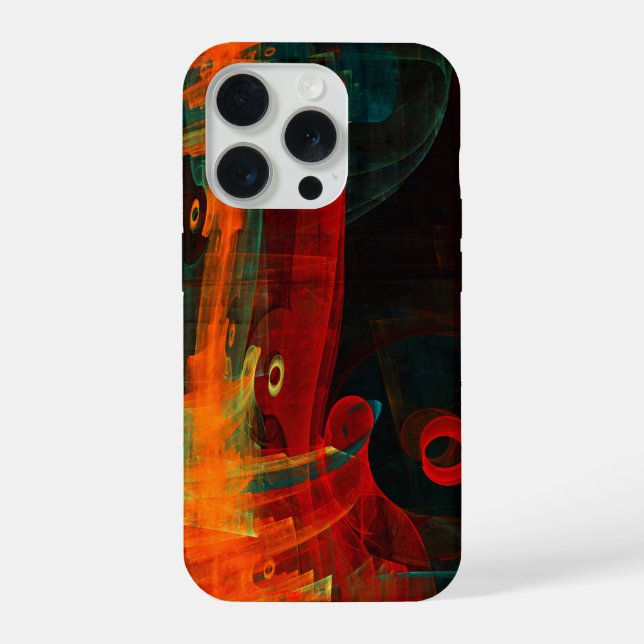 Coque iPhone Eau Orange Rouge Bleu moderne Art Abstrait Motif (Verso)