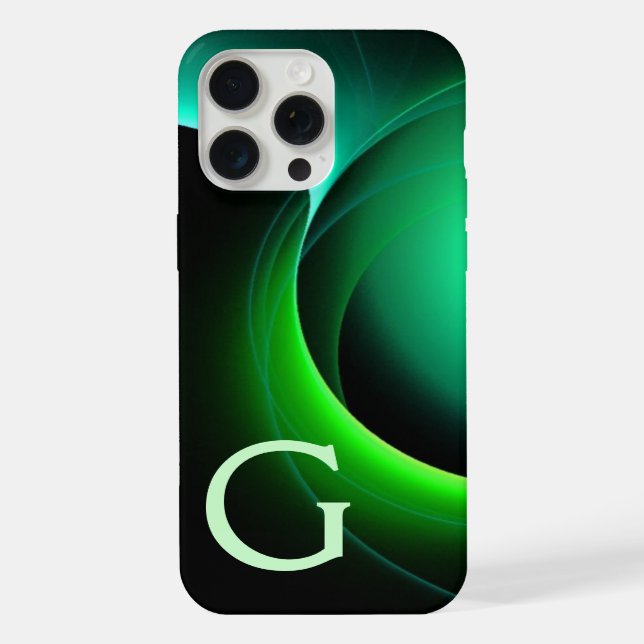 Coque iPhone ÉCLIPSE MONOGRAM Vert noir vibrant (Verso)