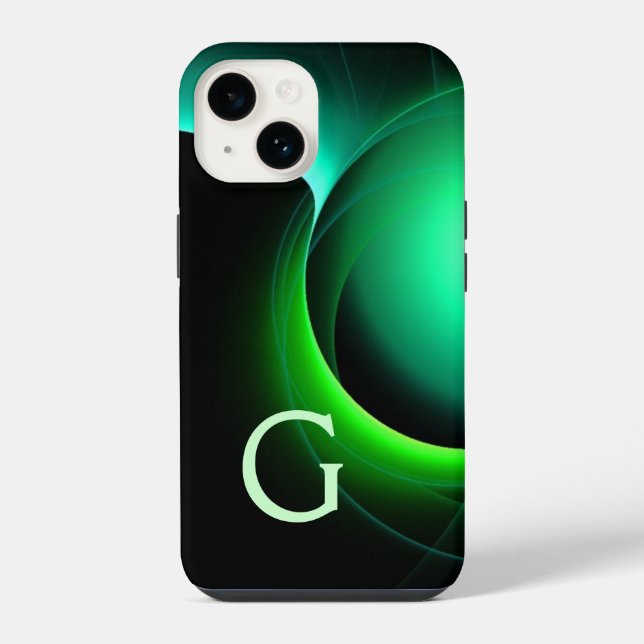 Coque iPhone ECLIPSE MONOGRAM Vibrant vert noir (Verso)