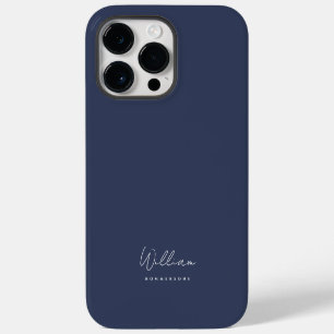 Coque Pour Pour iPhone 14 Pro Max Écriture de nom en monogramme bleu marine moderne