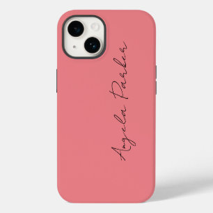 Coque Pour iPhone 14 Écriture manuscrite simple rose professionnel Nom