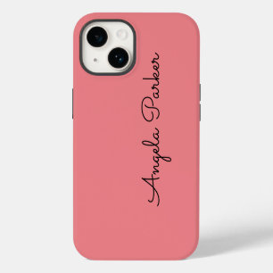 Coque Pour iPhone 14 Écriture manuscrite simple rose professionnel Nom