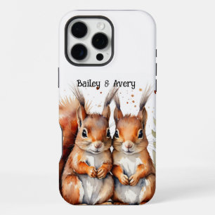 Coque iPhone 16 Pro Max Écureuils Cute Personnalisés Couple Aimer Animaux