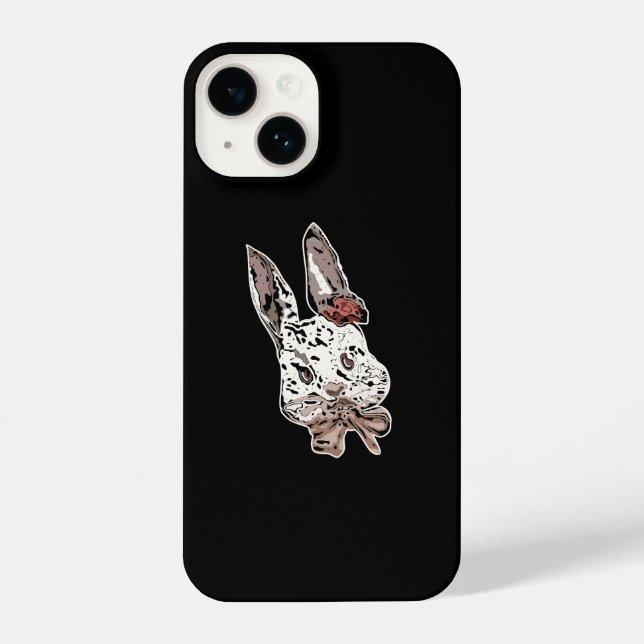 Coque iPhone Edgy, illustration artistique de lapin - Art uniqu (Verso)