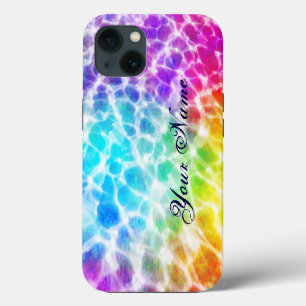 Etui iPhone 13 Effet Arc-en-Ciel Ondulé Hippie Tie-Dye