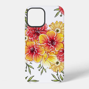 Coque iPhone 12 Élégance abstraite motif sans couture avec fond fl