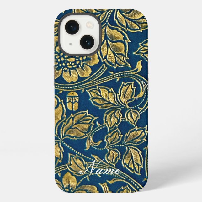 Coque iPhone Elégance bleu or (Verso)