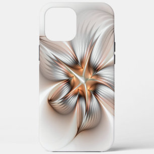 Coque iPhone 12 Pro Max Élégance florale Art fractal abstrait moderne