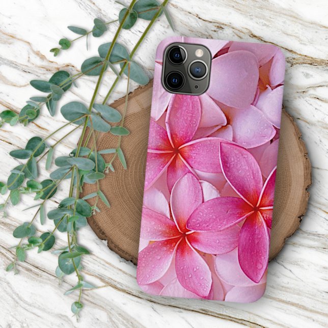 Coque iPhone Élégant Chic Pastel Rose Hawaiian Plumeria Fleurs (Créateur téléchargé)