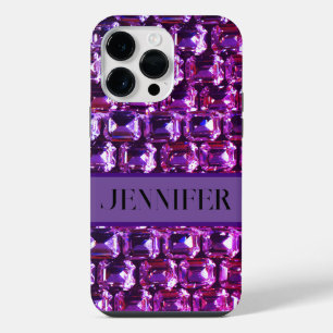 Coque Pour Pour iPhone 14 Pro Max Élégant diamants de pierres précieuses violettes