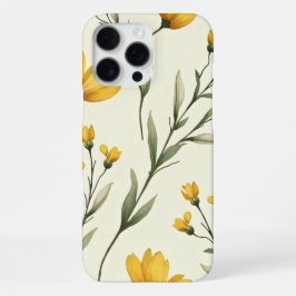 Coque iPhone 16 Pro Max Élégant Étui de Téléphone Fleur Jaune Sauvage