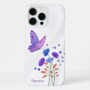 Coque iPhone 16 Pro Max Élégant étui de téléphone papillon floral aquarell