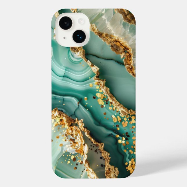 Coque iPhone Elegant Gold And Green Marble (Verso)