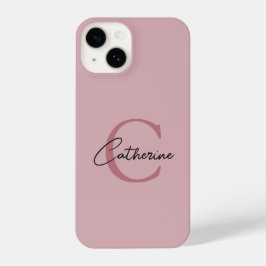Coque Pour iPhone 14 Élégant minimaliste Blush Pink Script Monogramme