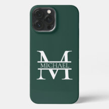 Élégant Monogramme et nom Emerald Green Personnali