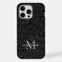 Élégant Monogramme Floral Or Noir