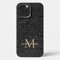 Élégant Monogramme Floral Or Noir