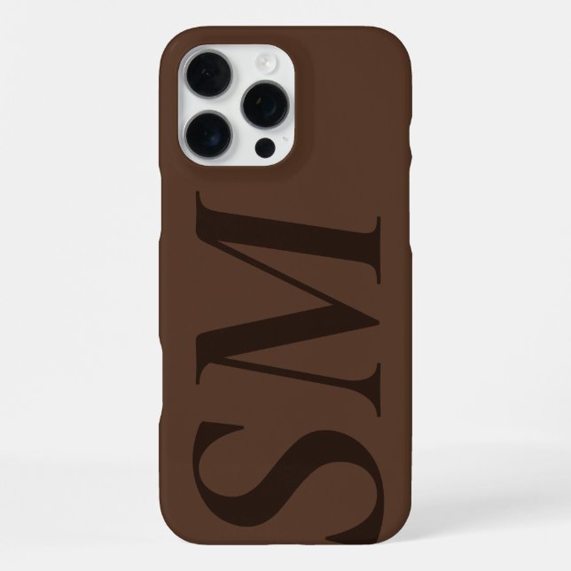Coque iPhone Élégant Monogramme initial Brown Bold (Verso)