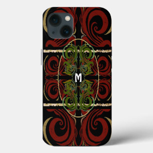 Etui iPhone 13 Élégant Monogramme Motif sombre