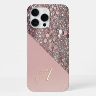 Coque iPhone 16 Pro Max Élégant Monogramme Or Rose