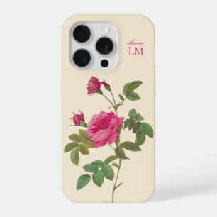 Élégant Monogramme Vintage rose floral