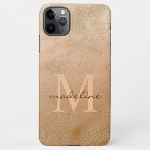 Coque iPhone 11Pro Max Élégant Rose Gold Botanical Offset Monogramme