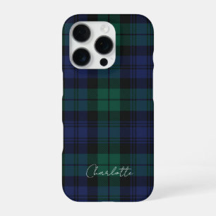 Coque iPhone 16 Pro Élégant Tartan Vert à Motif Écossais