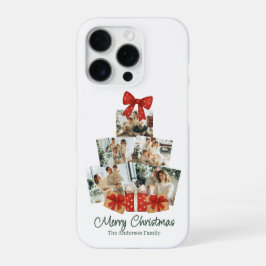 Coque iPhone 16 Pro Elegant Watercolor Red Bow Family Christmas Tree