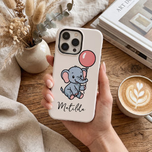 Coque iPhone 16 Pro Max Éléphant Personnalisé Adorable avec Téléphone Ball