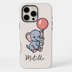 Coque iPhone 16 Pro Max Éléphant Personnalisé Adorable avec Téléphone Ball