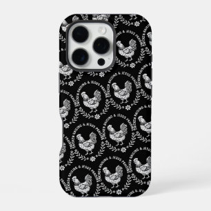 Coque iPhone 16 Pro Élevage de poulet et collecte de Jésus