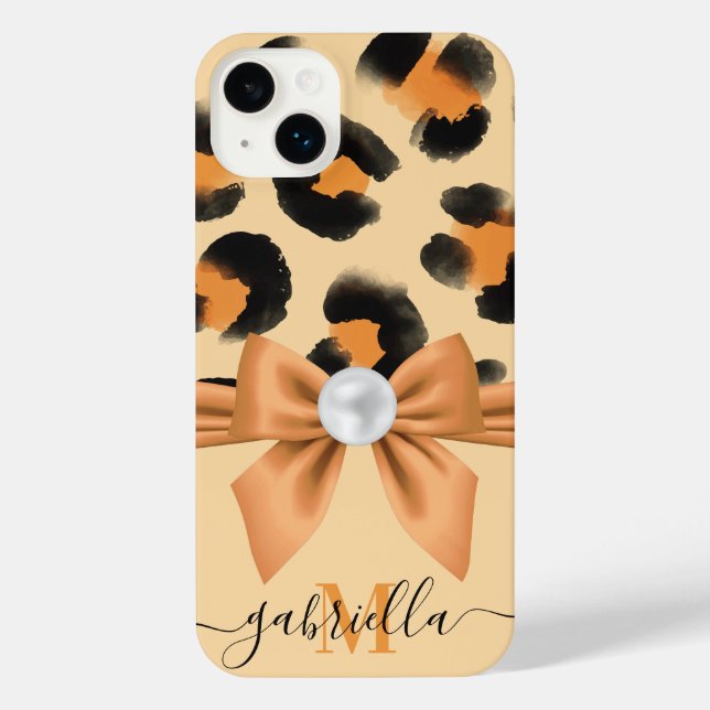 Coque iPhone Empreinte de léopard mignon et Bow (Verso)