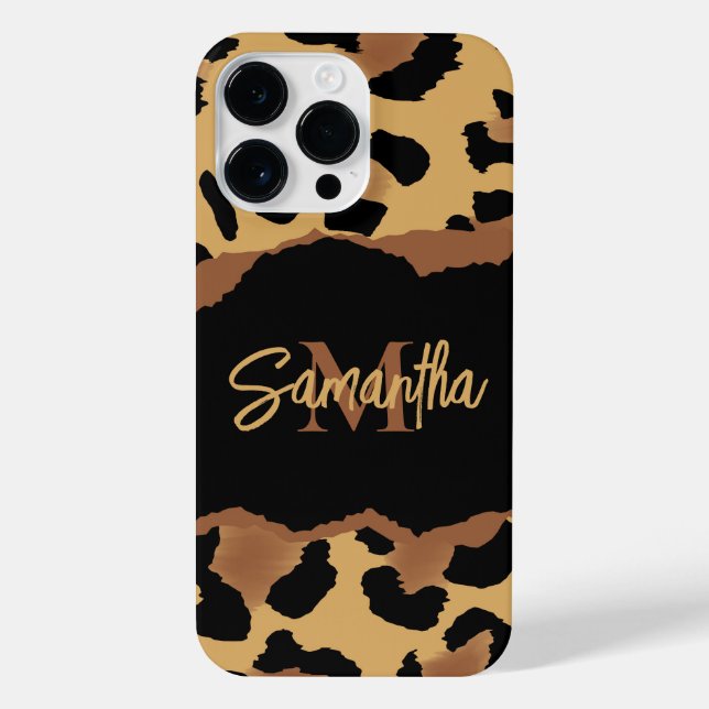 Coque iPhone Empreinte de léopard Monogramme mignon (Verso)
