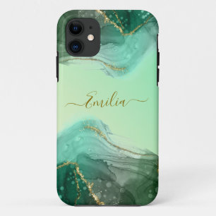 Coque iphone en marbre vert émeraude