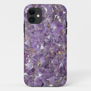Coque iphone en pierre de cristal violet d'améthys