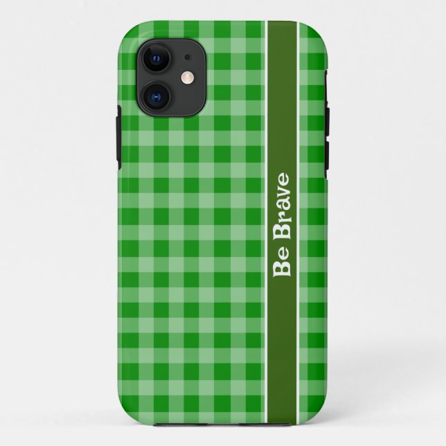 Coque iphone en tissu en vichy vert (Dos)