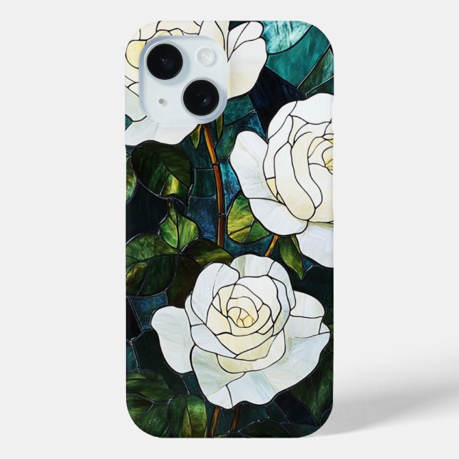 Coque iphone en verre tendu, Roses blanches (Verso)
