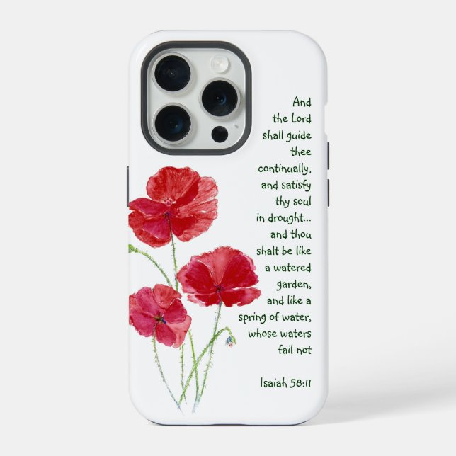 Coque iPhone Encourager l'écriture Isaiah Poppy Garden Flower (Verso)