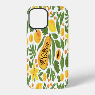 Coque iPhone 12 Ensemble de fruits exotiques : Papaye, Citron, Man