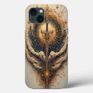 Etui iPhone 13 Épée céleste avec ailes d'ange