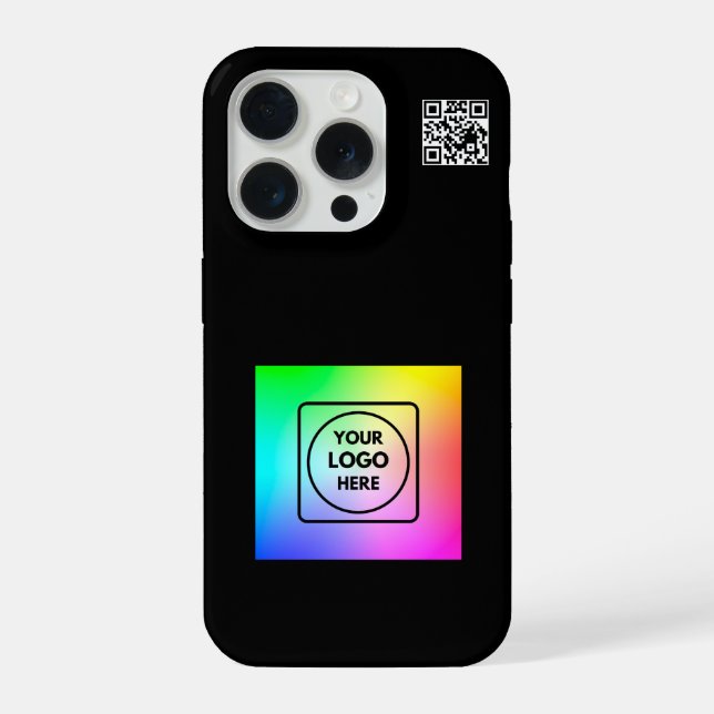 Coque iPhone Étiquette de téléphone moderne avec code QR simple (Verso)