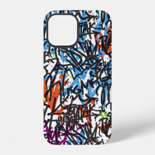 Coque iPhone 12 étiquettes motif sans couture. Fond graffiti.art,m