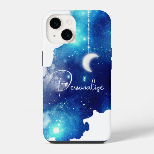 Coque Pour iPhone 14 Étoile lune ciel nocturne galaxie céleste bleu bla