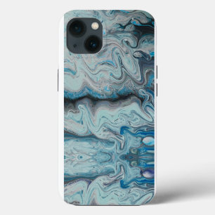 Etui iPhone 13 Étui bleu abstrait en marbre pour iphone 13.