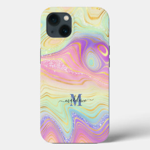 Etui iPhone 13 Étui Case-Mate en marbre d'agate iridescent paille